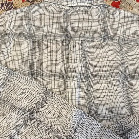 Billy Reid Men's Black & White Plaid Linen Shirt - Picture 8 of 8